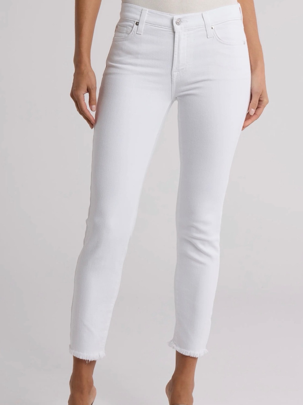 7 For All Mankind Roxanne Ankle Jean White